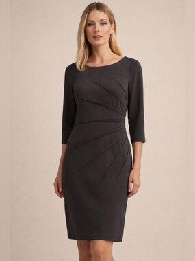 Calvin Klein Charcoal Gray Long-Sleeve Sheath Dress